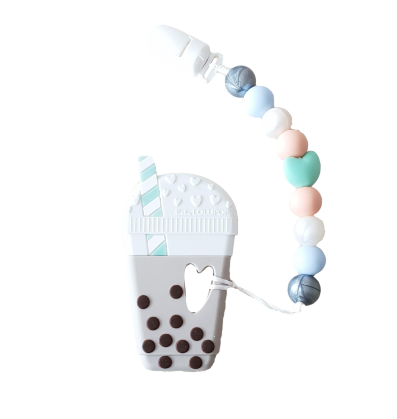 LITTLE BEARNIE Baby Teething Clip Set - Bubble Milk Tea