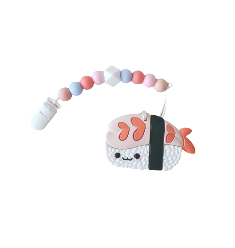 LITTLE BEARNIE Baby Teething Clip Set - Kawaii Ebi Sushi