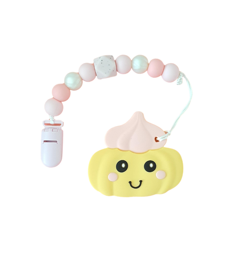 LITTLE BEARNIE Baby Teething Clip Set - Gem Biscuit (Pink)