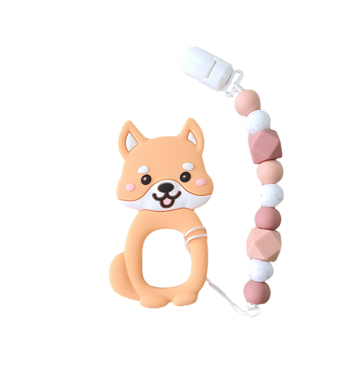LITTLE BEARNIE Baby Teething Clip Set - Shiba (Apricot)