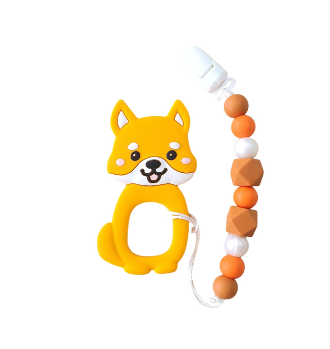 LITTLE BEARNIE Baby Teething Clip Set - Shiba (Orange)