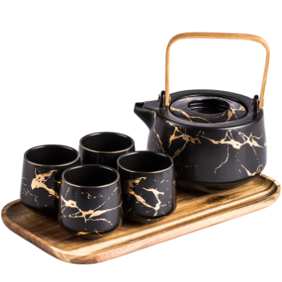 Truffula Forest [Black] 6pcs Japanese Inspired Teapot Set