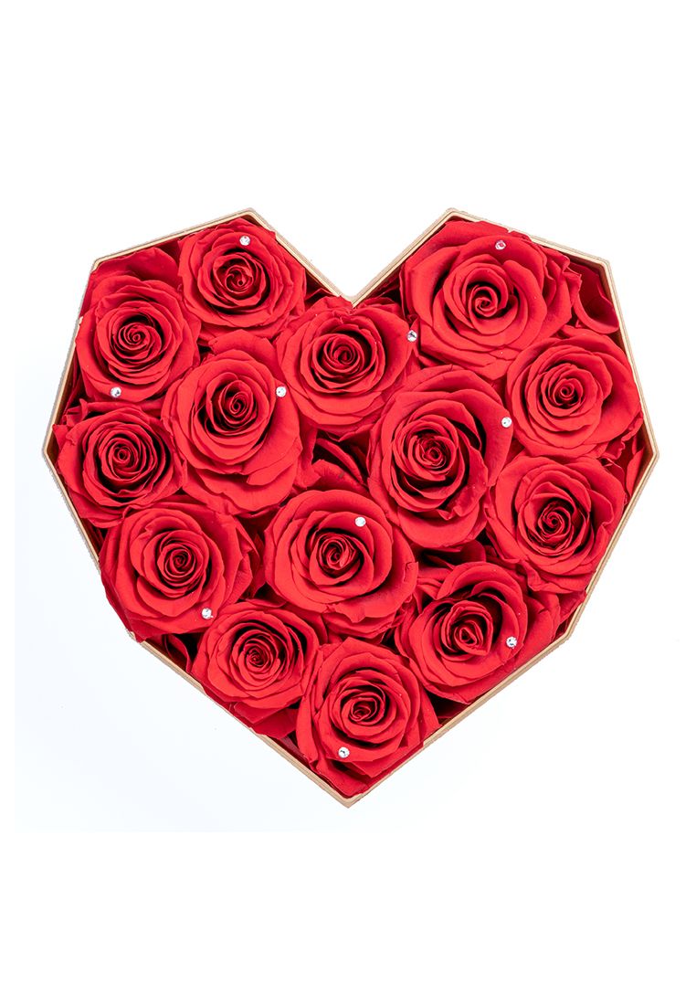 Her Rose Diamond Heart (Red + White Heart Box)