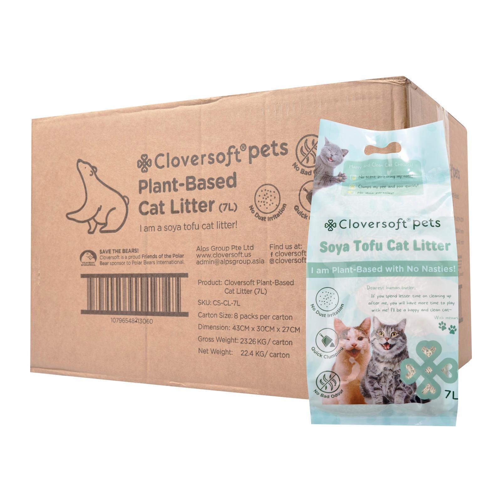 Cloversoft Pets Unscented & Dye-Free Soya Tofu Cat Litter 7L (Ctn)