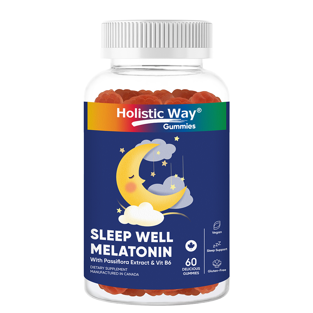 Holistic Way Sleep Well Melatonin Gummy with Passiflora Extract and Vitamin B6, Vegan (60 Gummies)