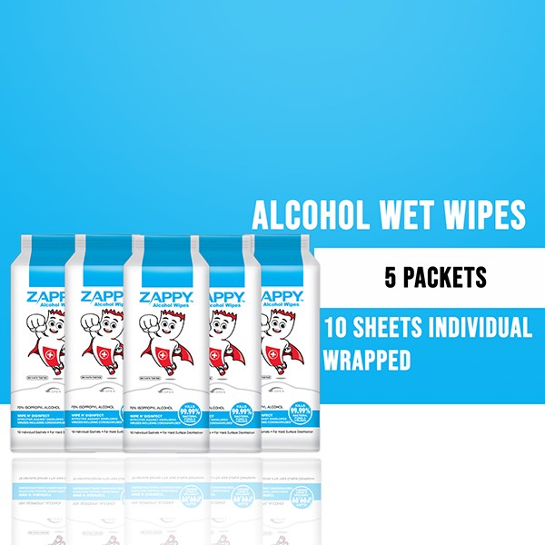 Zappy IPA Alcohol Wet Wipes 10s