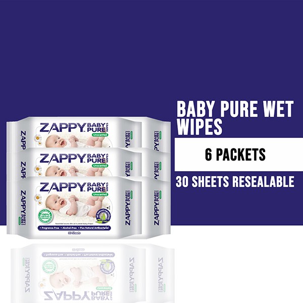 Zappy Baby Pure Wipes 30s Unscented