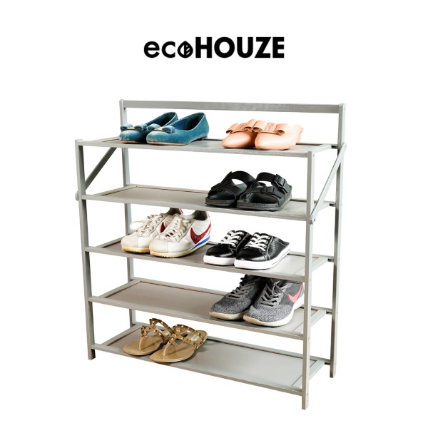ecoHOUZE 5 Tier Foldable Shoe Rack (Grey)