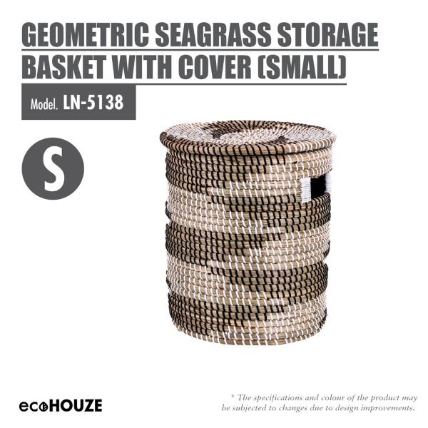 ecoHOUZE Geometric Seagrass Storage Basket with Cover - 2 Sizes