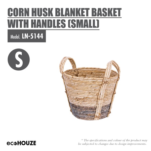 ecoHOUZE Corn Husk Blanket Basket with Handles - 3 Sizes
