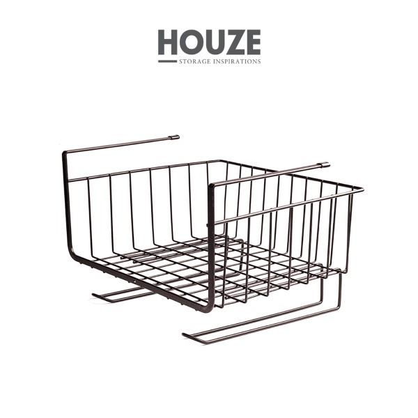 HOUZE - Overhead Shelf Hanging Basket - Matt Black (Dim: 27x25.5x19.5cm)