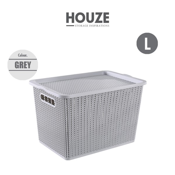 HOUZE - Braided Storage Basket with Lid (Large)