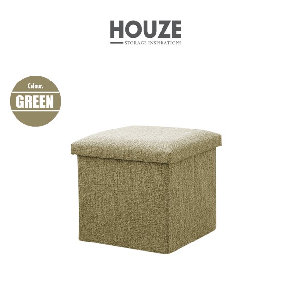 HOUZE - Foldable Fabric Storage Stool/Ottomans - 30cm (Green/Grey/Khaki)