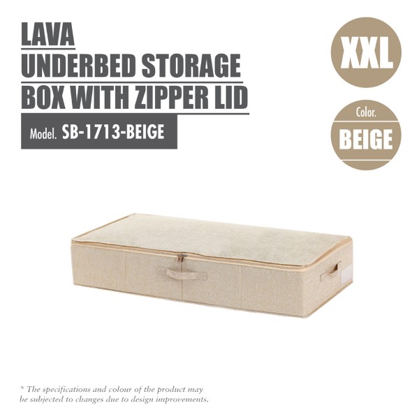 HOUZE - Lava - Underbed Storage Box with Zipper Lid (XXL) - Beige/Grey