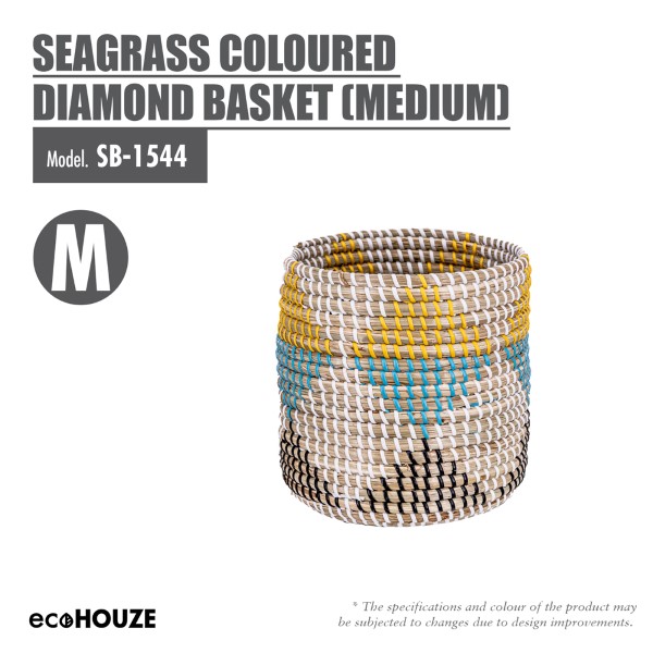 ecoHOUZE Seagrass Coloured Diamond Basket (Medium / Large)