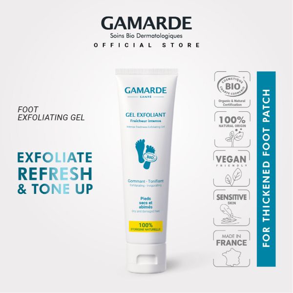 GAMARDE SANTÉ Organic Foot Exfoliating Gel 100g, To Remove Dead & Dry Skin From Feet (GEL EXFOLIANT FRAÎCHEUR INTENSE)