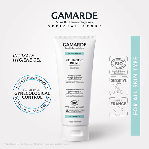 GAMARDE Organic Intimate Hygiene Cleansing Gel 200ml, Soap-free, Test Under Gynaecological Control (GEL HYGIENE INTIME) (Feature)