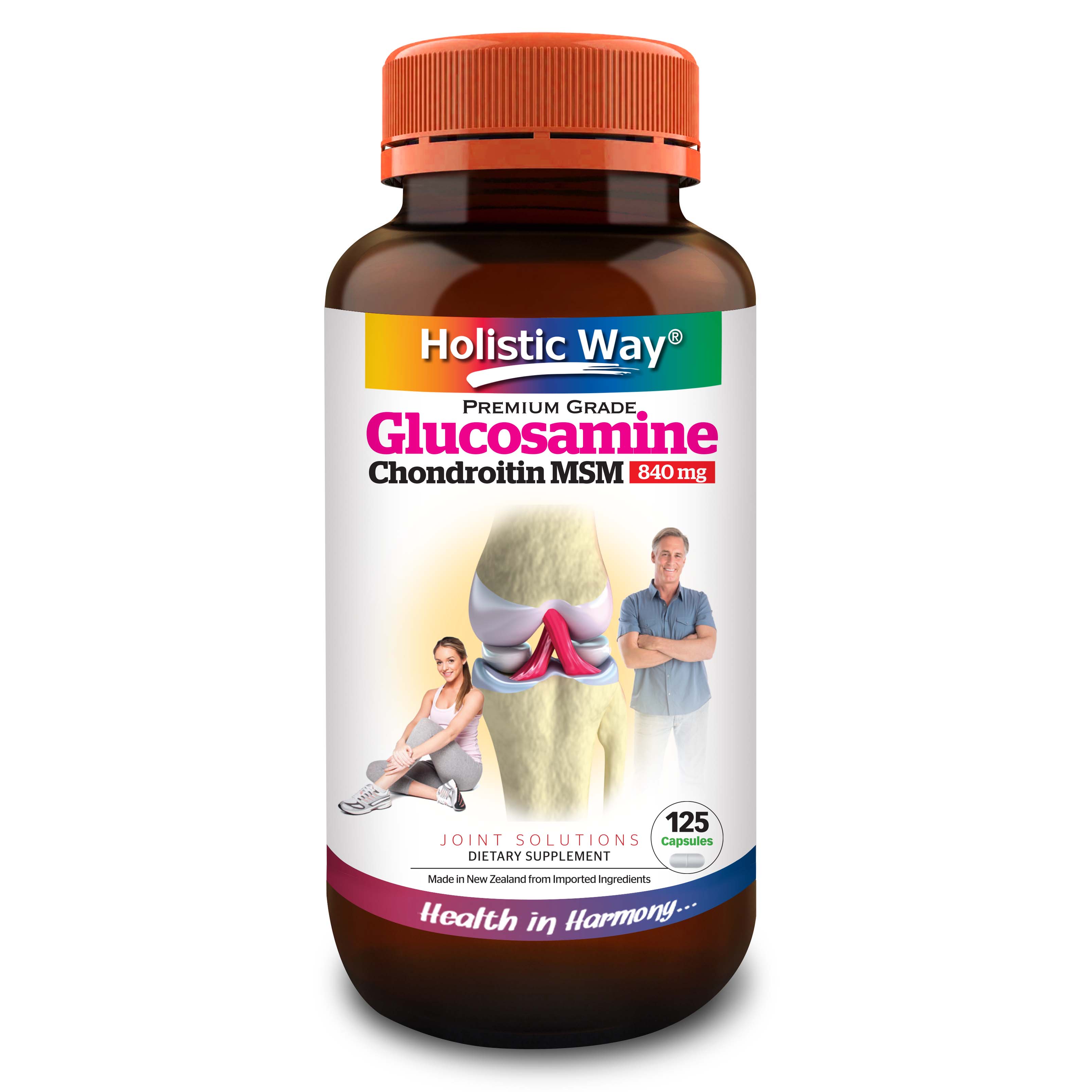 Holistic Way Premium Grade Glucosamine Chondroitin MSM 840mg (125 Caps)