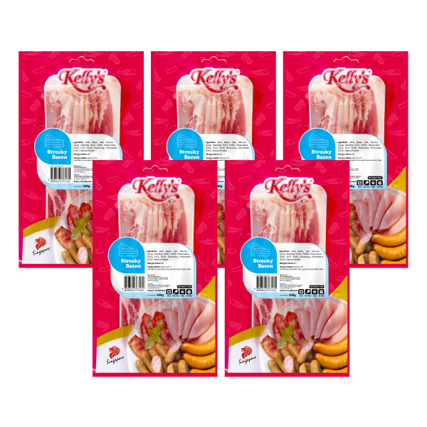 [Bundle of 5] Kelly's Danish Streaky Bacon 200g Chilled