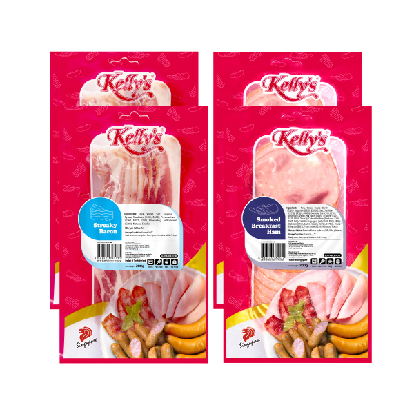 [Bundle of 4] Kelly's Breakfast Ham & Streaky Bacon 200g Chilled