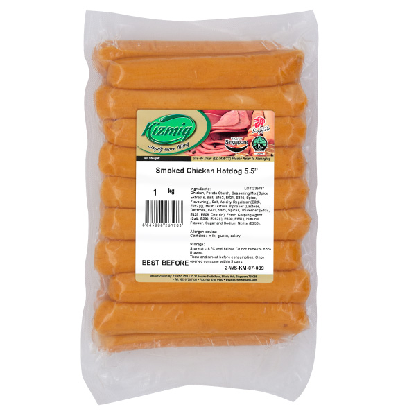 Kizmiq Smoked Chicken Hotdog 3.5" 1kg Frozen (Halal)