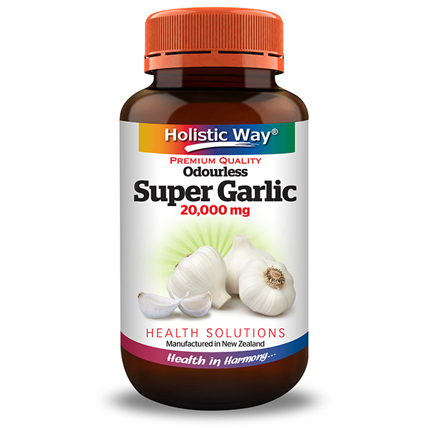 Holistic Way Premium Quality Odourless Super Garlic 20,000mg (60 Vegetarian Capsules)