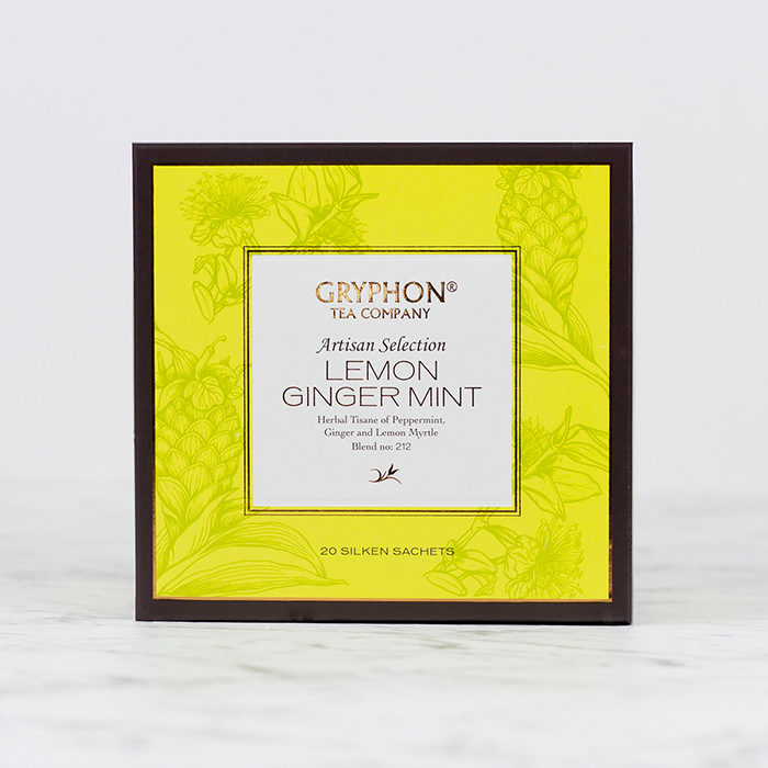 [GRYPHON TEA COMPANY] Lemon Ginger Mint Herb and Herbal Tea Caffeine-free Artisan Collection - 20 Sachets