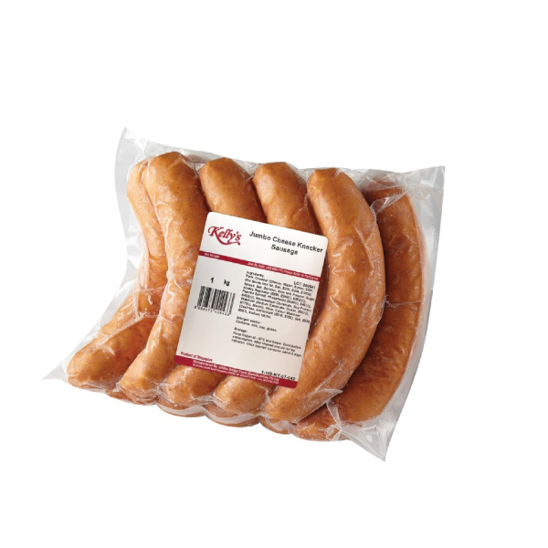 Kelly's Jumbo Cheese Knacker Sausage 1kg (Frozen)