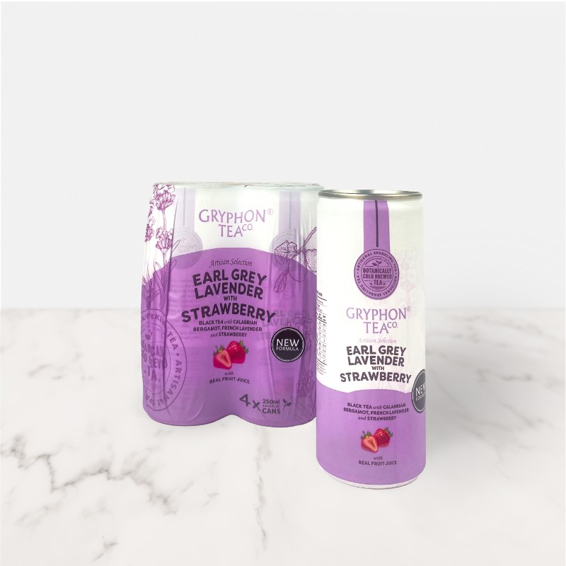 [GRYPHON TEA CO.] Earl Grey Lavender with Strawberry Cold Brewed Sparkling Tea Cans (4 x 250 ml)
