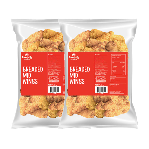 [Bundle of 2] Farmpride Breaded Mid Wings 1kg Frozen (Halal)